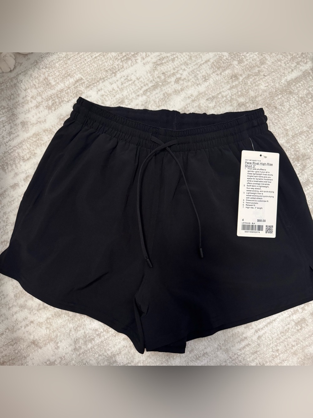 NWT lululemon Pace Rival Shorts high rise 3 inch Size 4 Black